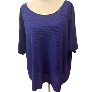 Eileen Fisher S/S linen and cotton sweater in Iris. Size XL. EUC